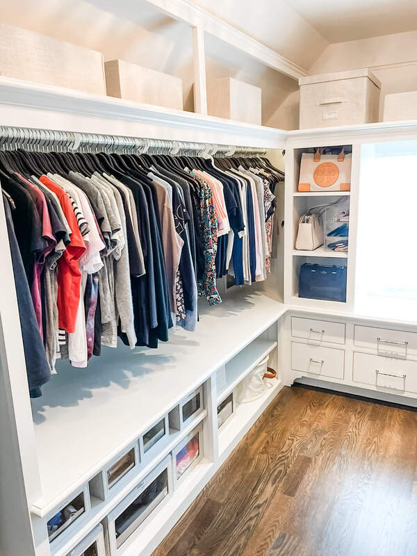 Organized luxury primary closet in rye nh