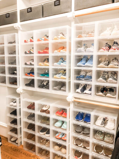 Shoe wall organization in closet in raleigh nc